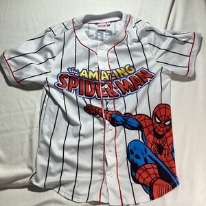 Marvel The Amazing Spider-Man Baseball Jersey Pinstripe White Mens Small 62
